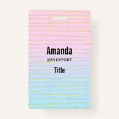 Badge Ombre bleu rose avec lignes or minces (Devant)