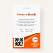 Badge Ombre orange moderne, code à barres, carte d'ident (Dos)