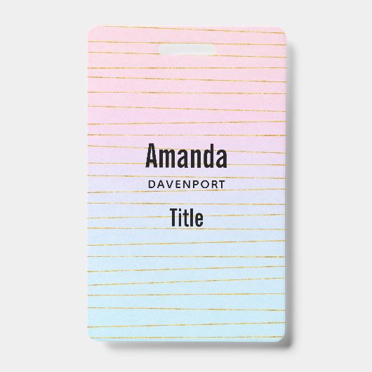 Badge Ombre rose et bleu avec fines lignes dorées (Avant)