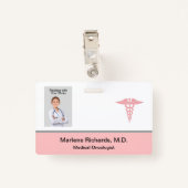 Badge Oncologue Cancer Médicale ID photo Modèle (Dos avec clip)