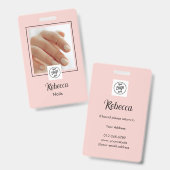 Badge Ongle de logo de script noir rose Blush Photo (Avant & arrière)