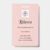 Badge Ongle de logo de script noir rose Blush Photo (Arrière)