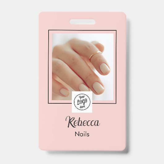 Badge Ongle de logo de script noir rose Blush Photo (Avant)