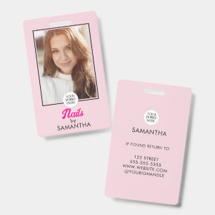 Badge Ongle de photo de logo de script rose rose