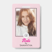 Badge Ongle de photo de logo de script rose rose (Avant)