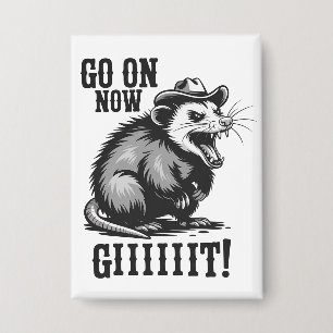 Badge Opossum Cowboy Vintage Allez Maintenant Git Wester