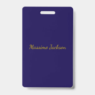 Badge Or & Bleu Foncé Couleur Professionnel Uni Nom Prop