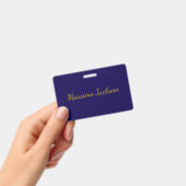 Badge Or & Bleu Foncé Professionnel Nom Plain Propre (Manuel / portable)