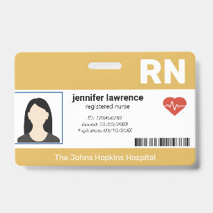 Badge or Employé de l'hôpital Photo ,Code-barres ID