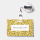 Badge Or Faux Flitter Accent Blanc (Arrière avec rétractable)