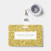 Badge Or Faux Flitter Accent Blanc (Avant avec rétractable)