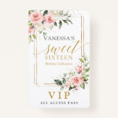 Badge Or floral brun tendance scintille sage doux 16e (Dos)