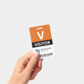 Badge Orange Ajouter Votre Logo Et Code Barre Visiteur (Manuel / portable)