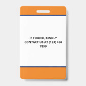 Badge Orange Blue Photo & Logo Presse ID (Arrière)