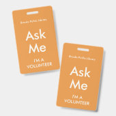 Badge Orange Demande d'aide pour les bénévoles (Avant & arrière)