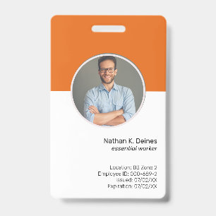 Badge Orange ID Société de Cartes d'Identification des