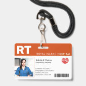 Badge Orange | Insigne d'identification photo de l'emplo (Face avec cordon)