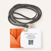 Badge Orange | Insigne d'identification photo de l'emplo (Derrière avec lanière)