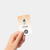 Badge Orange Logo Code Barre Photo Nom Gradient Employé (Manuel / portable)