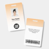 Badge Orange Logo Code Barre Photo Nom Gradient Employé (Avant & arrière)