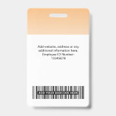Badge Orange Logo Code Barre Photo Nom Gradient Employé (Arrière)
