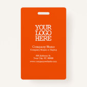 Badge Orange Modern Company Logo Photo de l'employé (Dos)