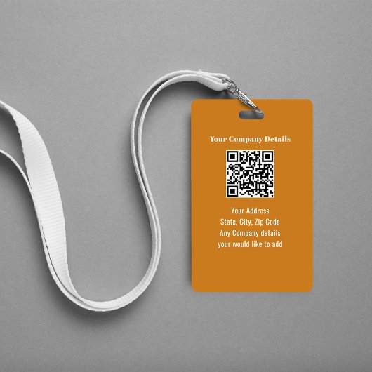 Badge Orange Modern Photo QR Code Employee