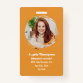 Badge Orange Modern Photo QR Code Employee (Devant)