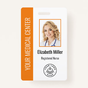 Badge Orange photo et texte personnalisé Médicale