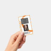 Badge Orange Swirl Nom de l'employé, Photo, Titre, Code- (Manuel / portable)