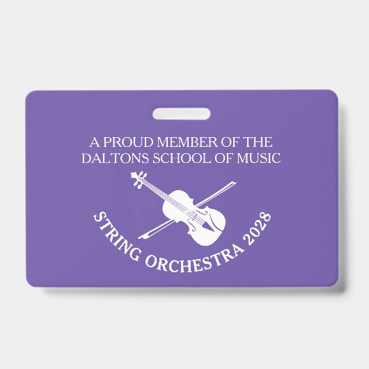 Badge Orchestre de cordes de violon insigne de nom perso (Avant)