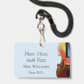 Badge Orchestre de musique violon Classe Blue Hall Pass (Face avec cordon)