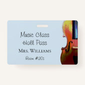 Badge Orchestre de musique violon Classe Blue Hall Pass (Dos)