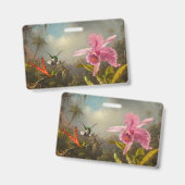 Badge Orchidée avec deux colibris Heade (Avant & arrière)