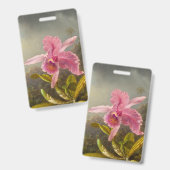 Badge Orchidée avec deux colibris Heade (Avant & arrière)