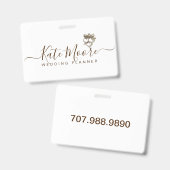 Badge Organisateur de mariage écriture WeddingEvent Plan (Avant & arrière)