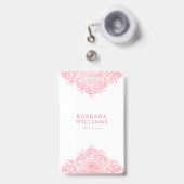 Badge Ornement rose fille (Avant avec rétractable)