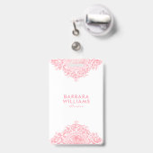 Badge Ornement rose fille (Arrière avec rétractable)