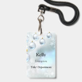 Badge ornements de Noël et flocons de neige (Avant avec lanière)