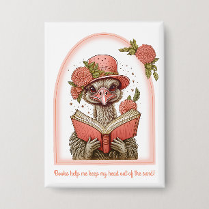 Badge Ostrich Lire un livre Tête hors du sable