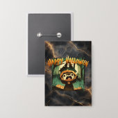 Badge Otter effrayé en costume citrouille d'Halloween (Recto/Verso)