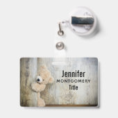 Badge Ours Cute Stuffé Mur Rustique En Bois (Dos avec clip rétractable)