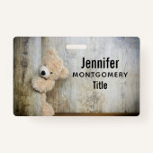 Badge Ours Cute Stuffé Mur Rustique En Bois (Devant)