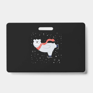 Badge Ours Polaire Patinage Sur Glace à Noël