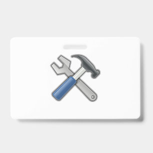 Badge Outils, marteau et clé