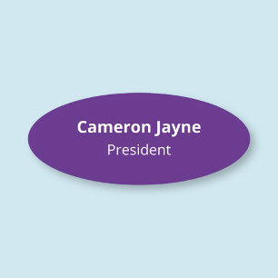 Badge ovale violet épinglé à broche nominatif Prof