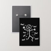 Badge Ow Ow Ow Comedy Stick Character Funny Chronic Pain (Recto/Verso)