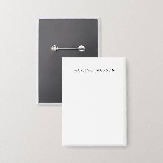 Badge Own Name Calligraphy Chic Plain Simple Black White (Recto/Verso)