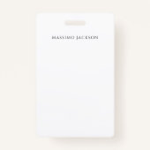 Badge Own Name Calligraphy Chic Plain Simple Black White (Devant)