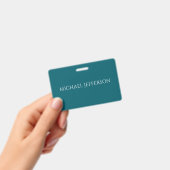 Badge Own Name Plain Dark Teal Color Personalized Custom (Manuel / portable)